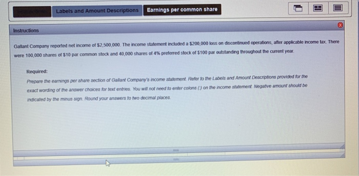  Earnings per common share Labels and Amount Descriptions E Earnings per