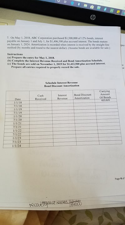  Please help with question C 7. On May 1, 2018, ABC