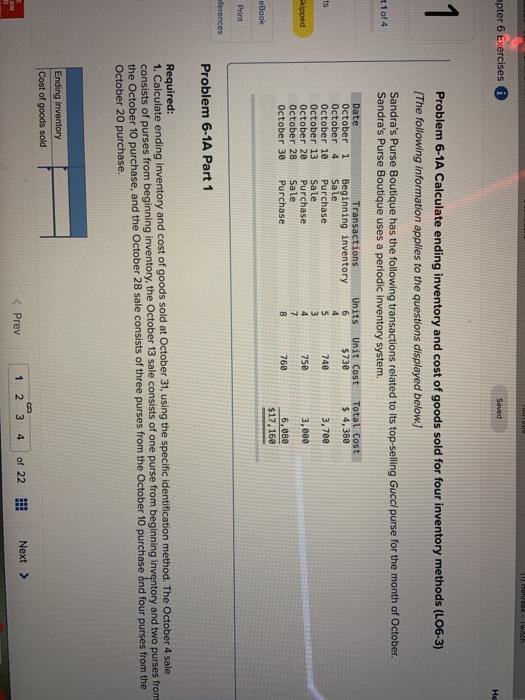  UTER Wich apter 6 Exercises Saved He 1 Problem 6-1A Calculate