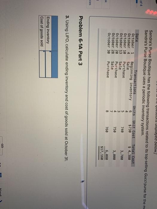 [The following information applies to the questions displayed below.) Sandra's Purse Boutique
