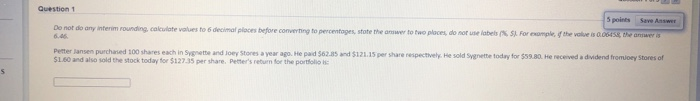 Question 1 5 points Save As Do not do any interim