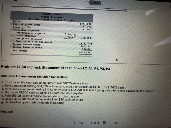 Problems below. (The following information applies to the questions displayed below.) Forten