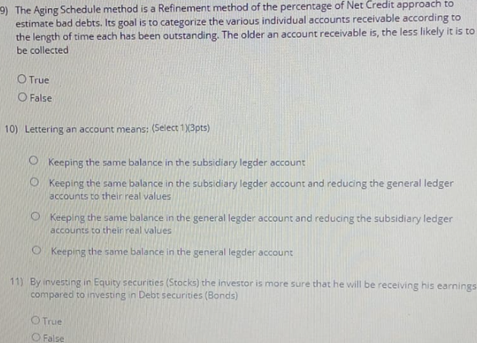  9) The Aging Schedule method is a Refinement method of the