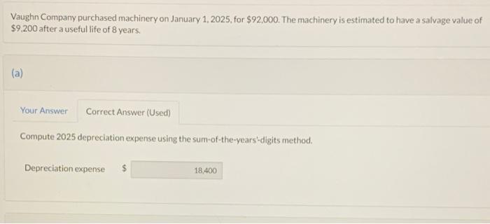 using the information and from part a, solve for part b. Vaughn