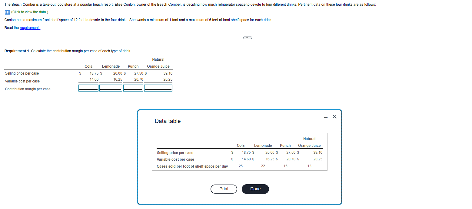  (Click to view the data.) Conlon has a maximum front shelf