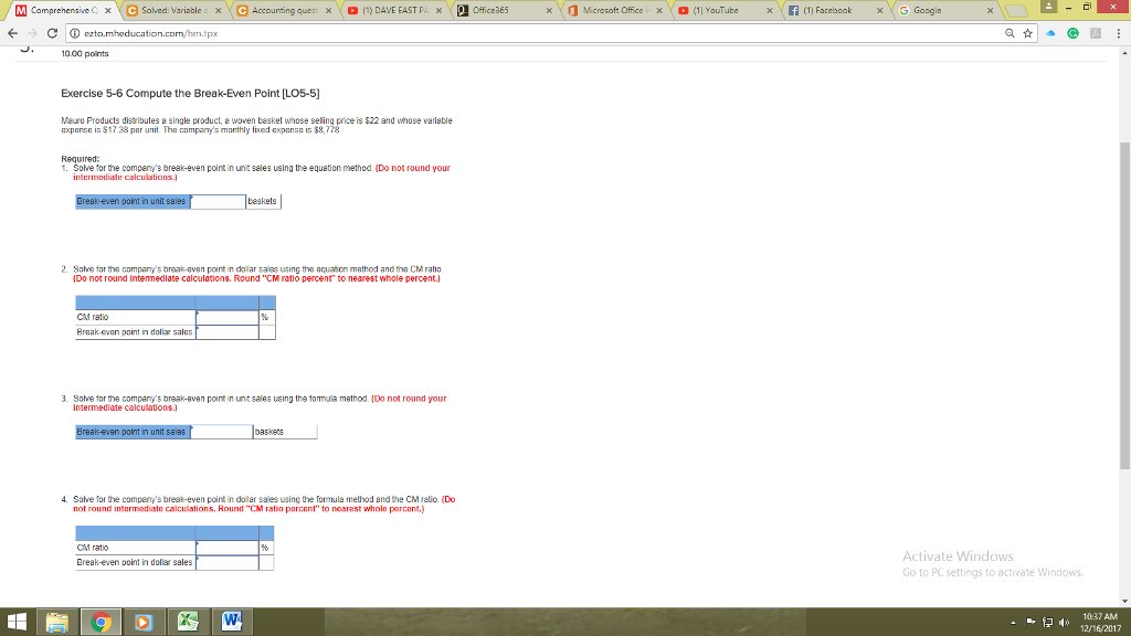  MComprehensive Cx eSolved Variable X Accounting quest 0:1) DAVE EAST Fex