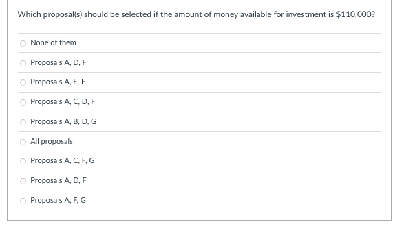mutually exclusive, (C and D) are also mutually exclusive, and proposal B