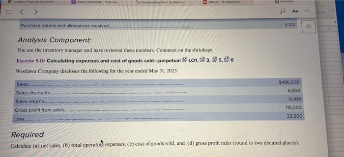  Analysis Component: You are the inventory manager and have reviewed these