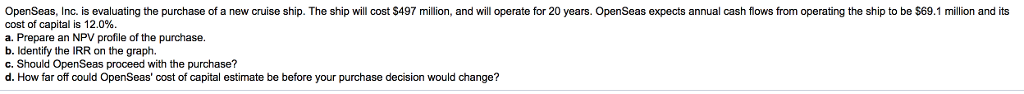 Please help with a, b, c and d OpenSeas, Inc. is evaluating