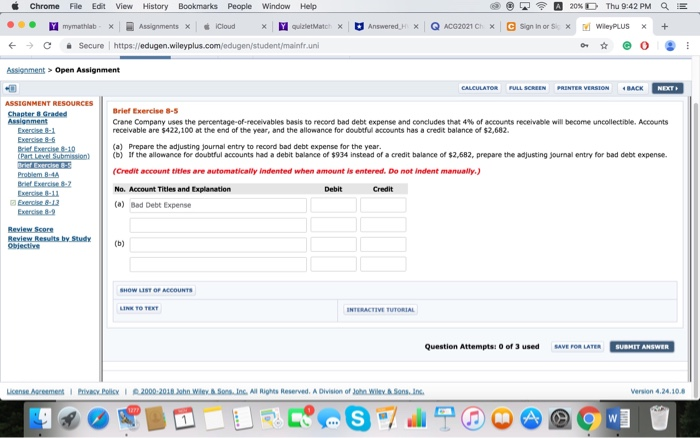 D Thu 9:42 PM a Assigament>Open Assignment Exercise 8-1 On January 6,