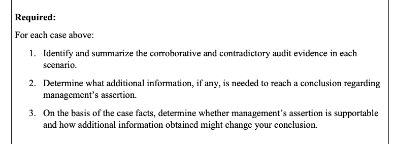  Required: For each case above: 1. Identify and summarize the corroborative