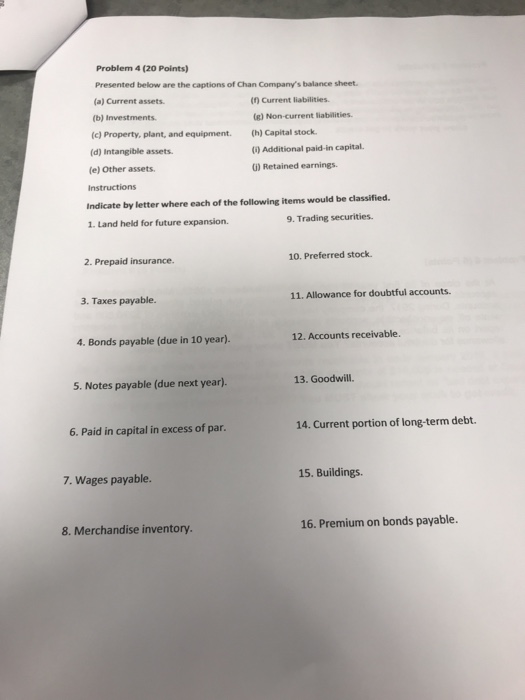  Problem 4 (20 Points) Presented below are the captions of Chan