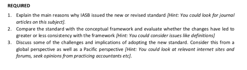 main reasons why IASB issued the new or revised Standard (Hint: You