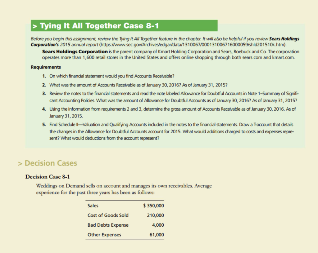 > Tying It All Together Case 8-1 Before you begin this