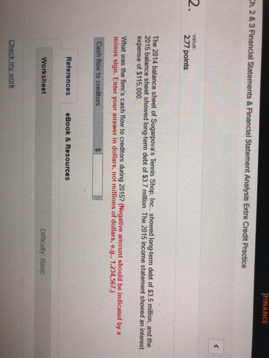  FINANCE h. 2& 3 Financial Statements & Financial Statement Analysis Extra