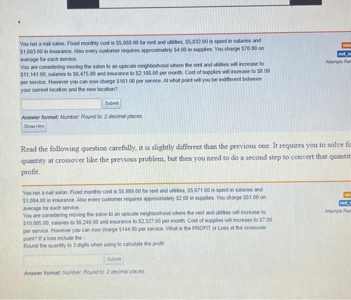 final answer should be rounded to 2 decimal places in each question