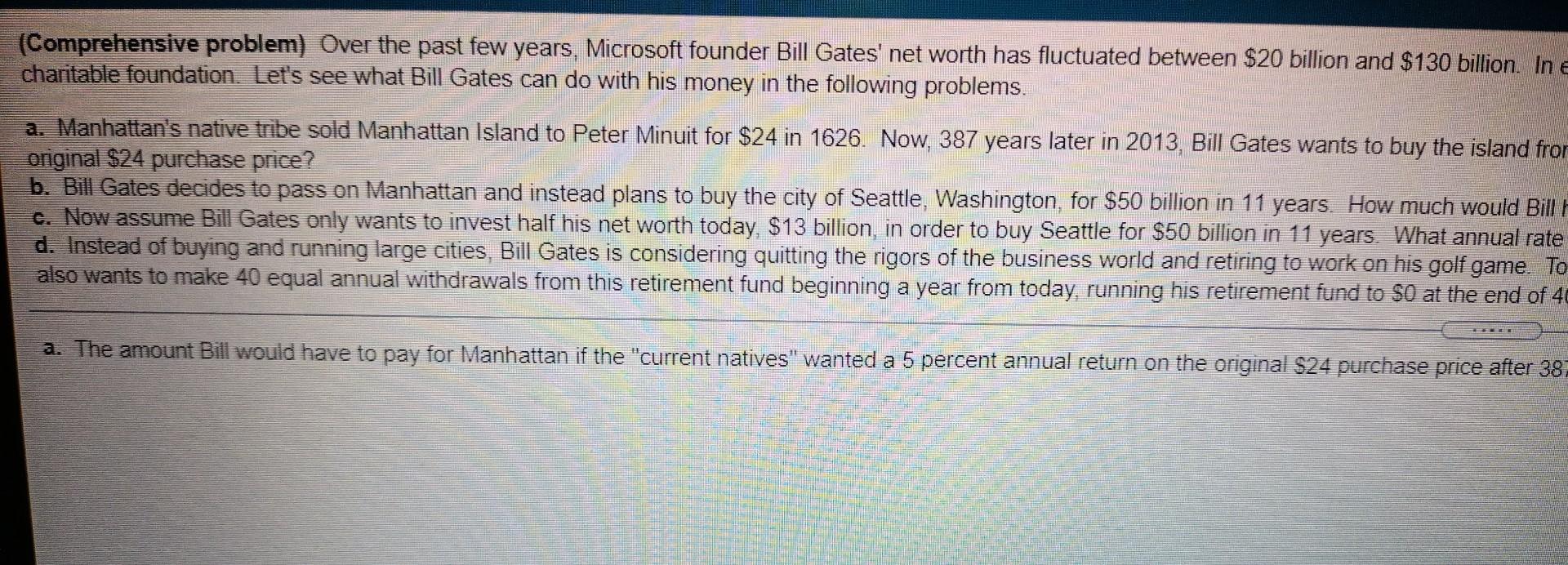  (Comprehensive problem) Over the past few years, Microsoft founder Bill Gates'