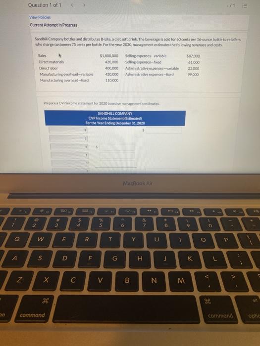  b) variable cost per bottlec) Compute the break-even point in (1)