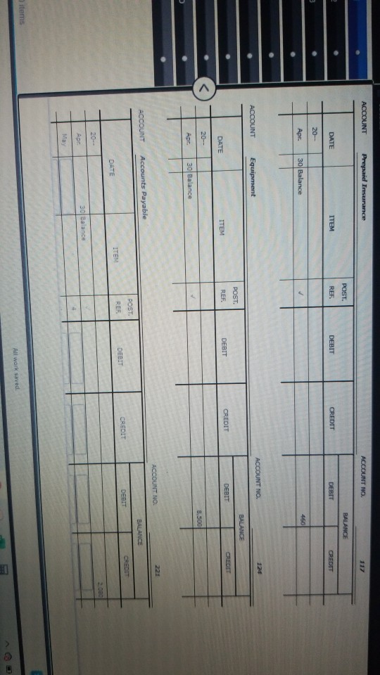 amount is in the Balance column only. This indica lance brought ford