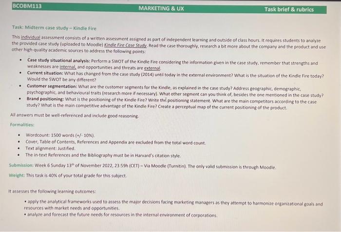 This is the task brief / question This is the case study