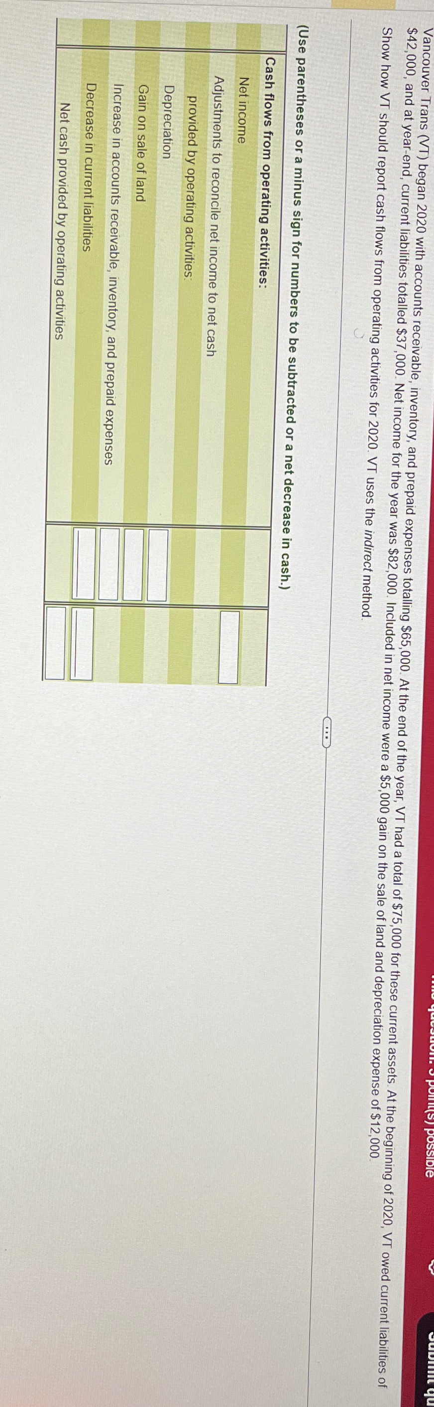  $42,000, and at year-end, current liabilities totalled $37,000. Net income for