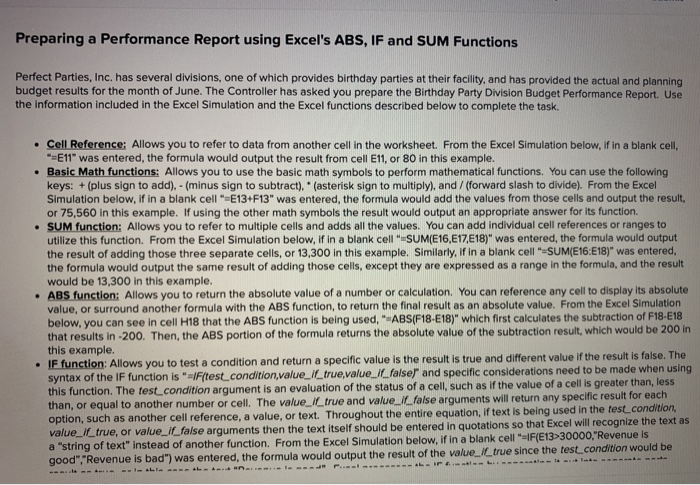  Preparing a Performance Report using Excel's ABS, IF and SUM Functions