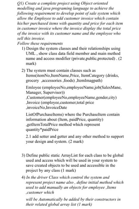 help me in programming project plz QI) Create a complete project using