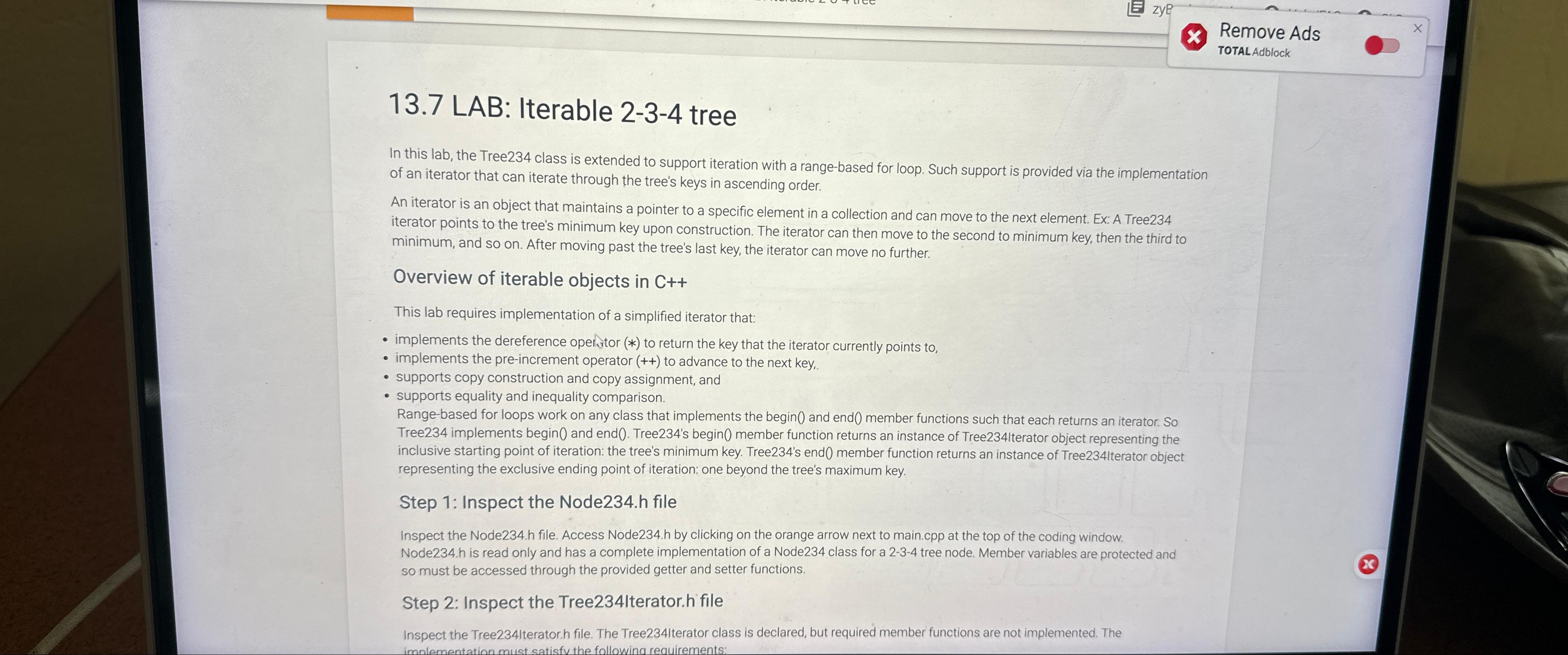  Remove Ads TOTALAdblock 13.7 LAB: Iterable 2-3-4 tree In this lab,