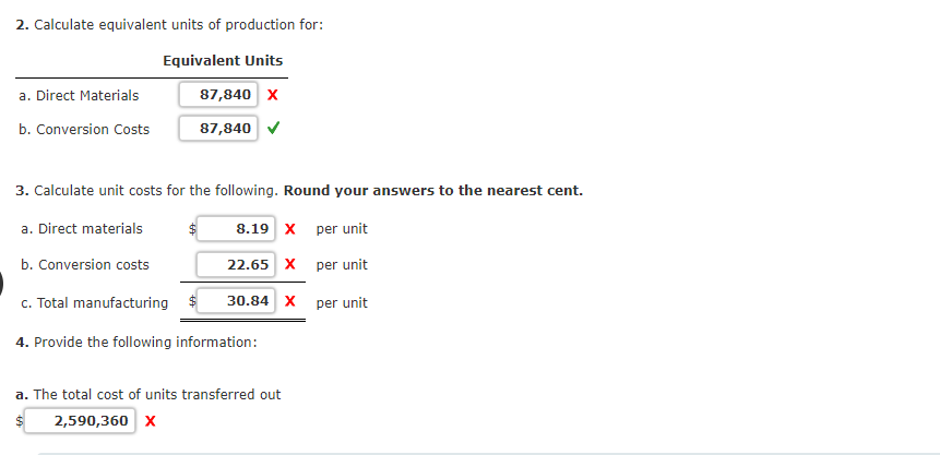 3. Calculate unit costs for the following. Round your answers to the