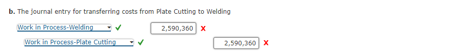 nearest cent. a. Direct materials b. Conversion costs c. Total manufacturing X