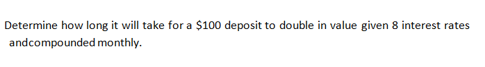 Determine how long it will take for a $100 deposit to