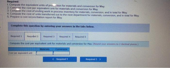 stages prior to completion Information on work in the first department Cooking,