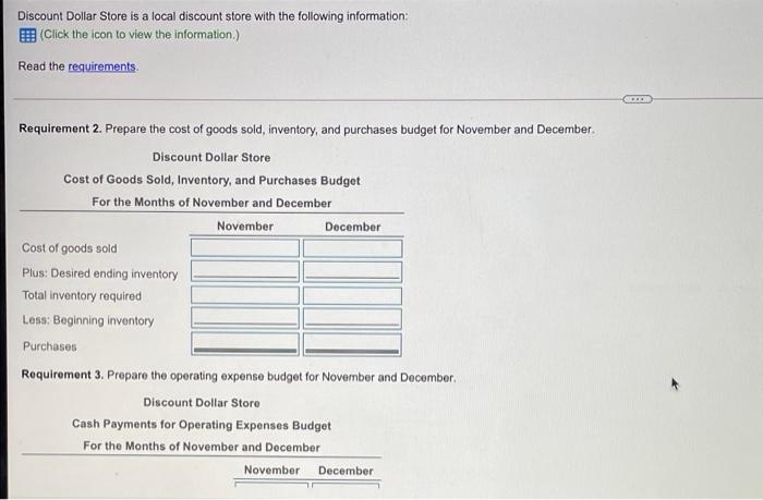 information Click the icon to view the information) Read the requirements Requirement