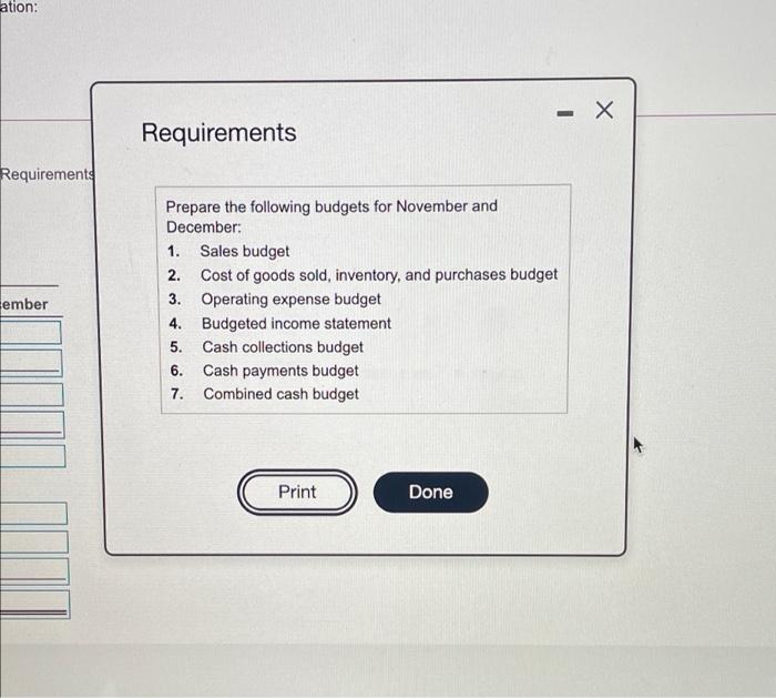 November and December November December Cost of goods sold Dawn Discount Dollar