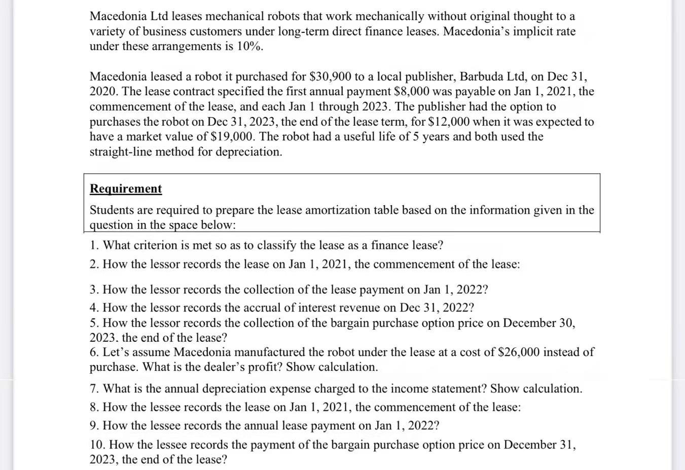  Macedonia Ltd leases mechanical robots that work mechanically without original thought