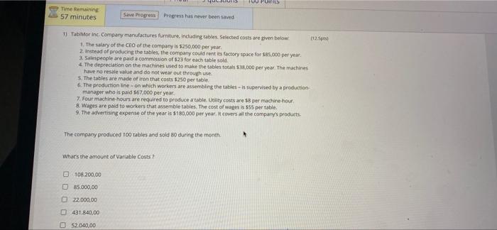  PULS Time Remaining 57 minutes Save Progress Progress has never been