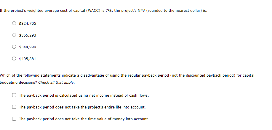 inflows shown in the following table. Your boss has asked you to