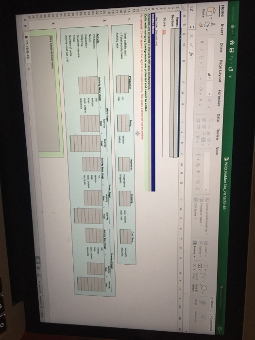 follows: Activity Base Activity Production Setup Inspection Shipping Customer service Machine hours