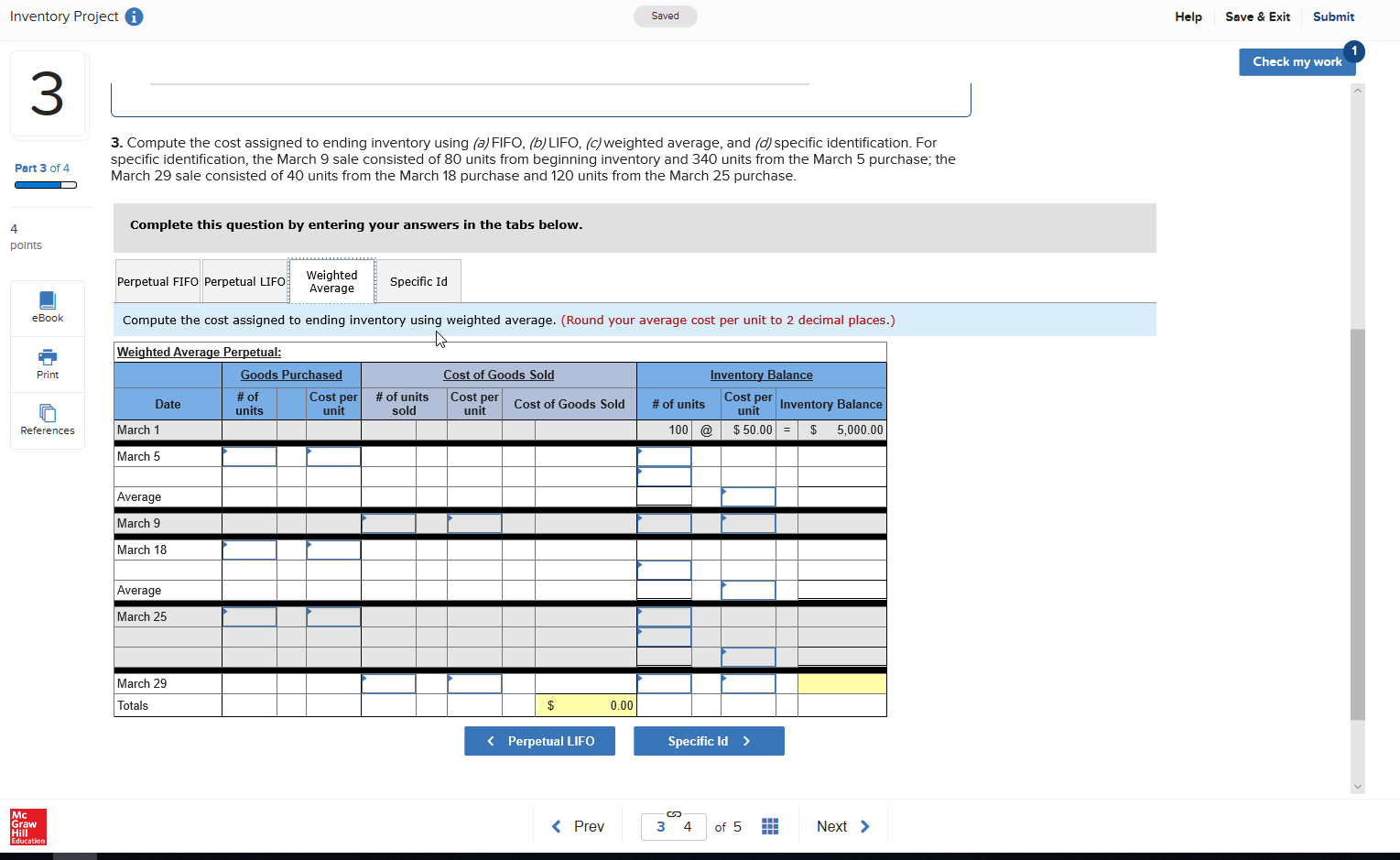 a perpetual inventory system. It entered into the following purchases and sales