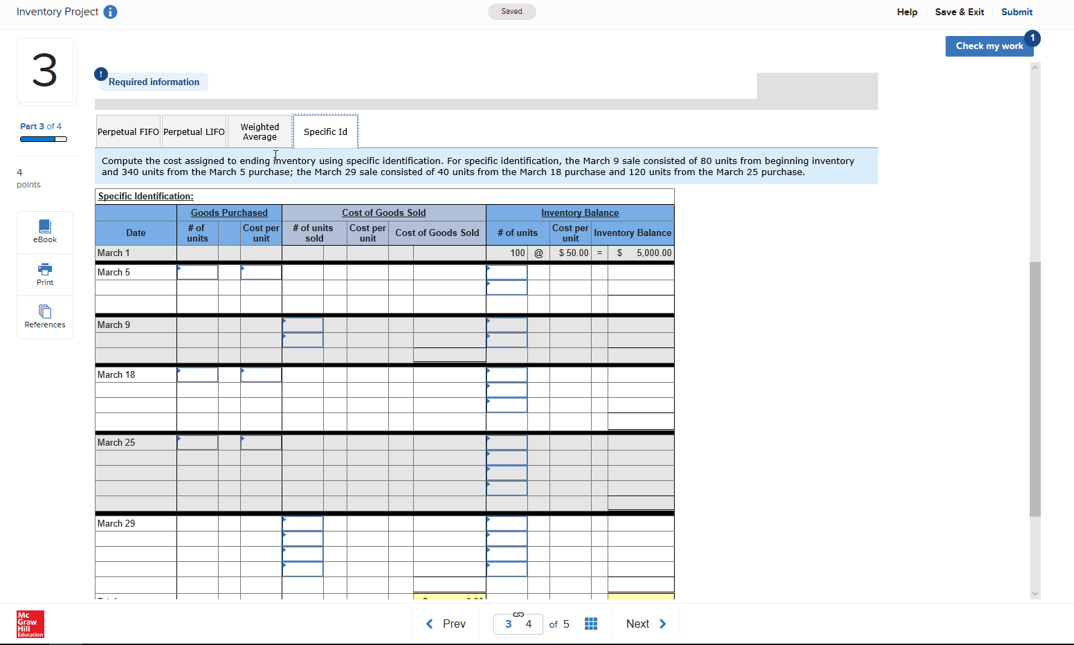 transactions for March. points Date Activities Units Sold at Retail Mar. Beginning