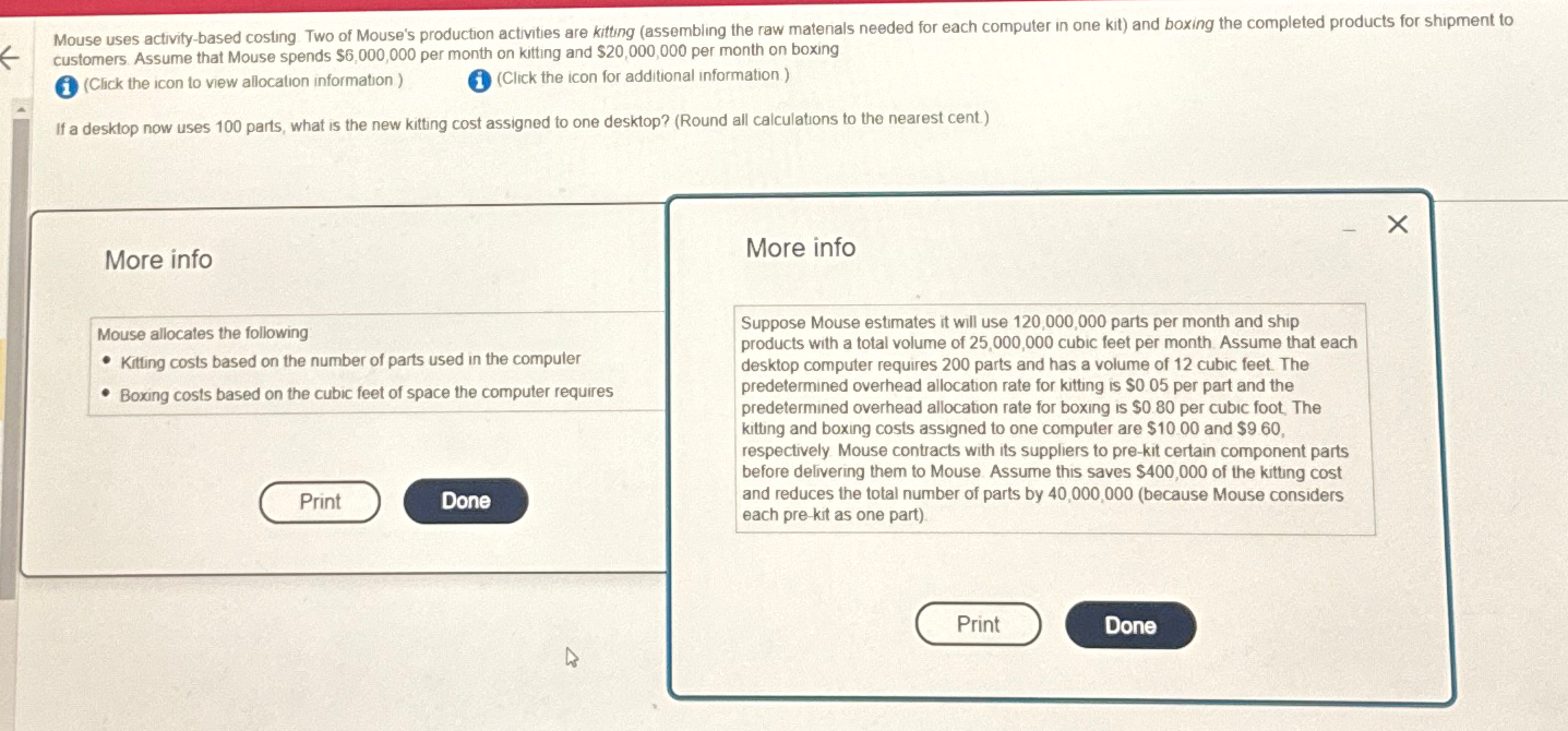  customers. Assume that Mouse spends $6,000,000 per month on kitting and