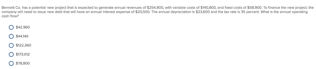 Bennett Co. has a potential new project that is expected to
