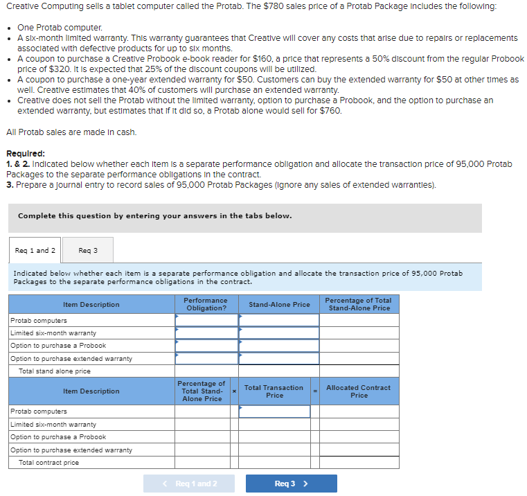  Creatlve Computing sells a tablet computer called the Protab. The $780