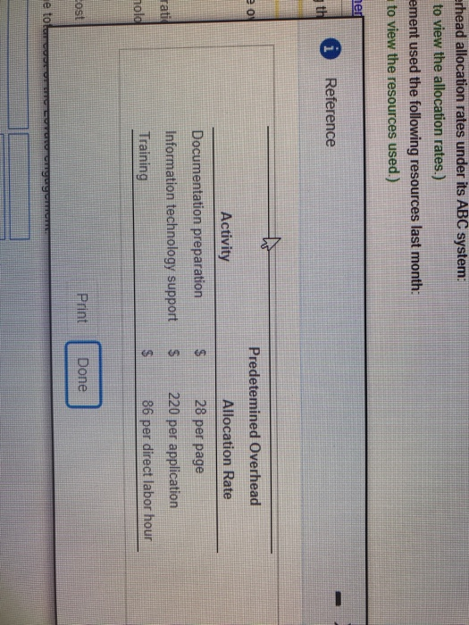  rhead allocation rates under its ABC system: to view the allocation