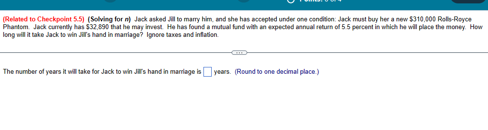  (Related to Checkpoint 5.5)(Solving for n) Jack asked Jill to marry