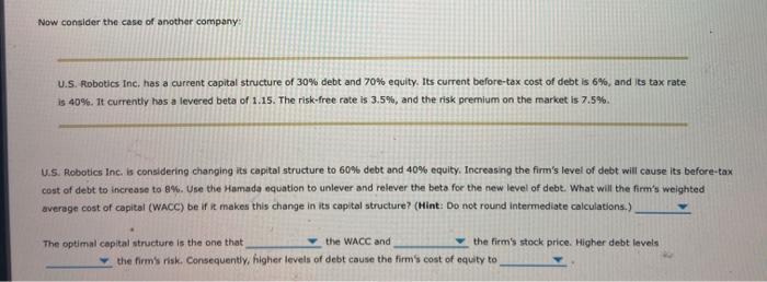 table is universal exports Inc.'s optimal capital structure? if the firms tax
