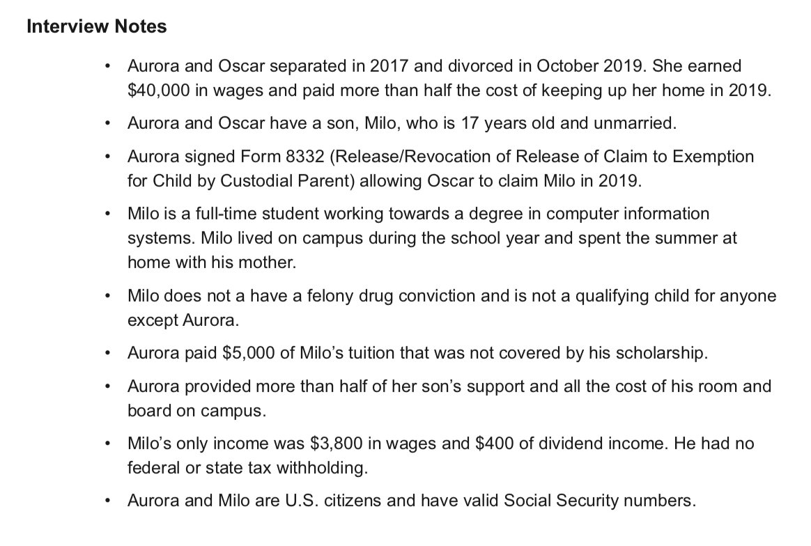 Interview Notes Aurora and Oscar separated in 2017 and divorced in