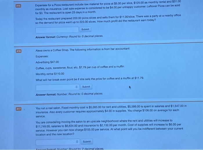  Expenses for a Pizza restaurant include raw material for pizza at