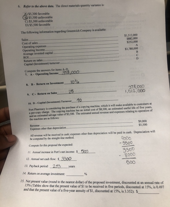  6. Refer to the above data. The direct materials quantity variance