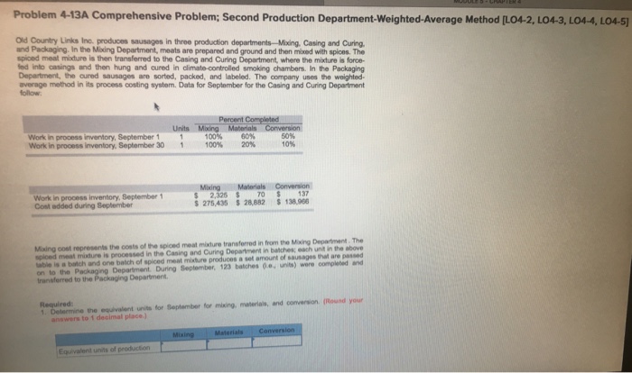 the next department Required: Compute the equivalent units of production for Ootober,
